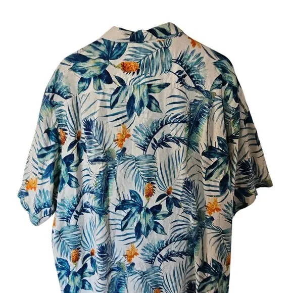 Tommy Bahama Mens 100% Silk 3XL Plus Tropical Print Hawaiian Shirt Orange Palm - Picture 10 of 11
